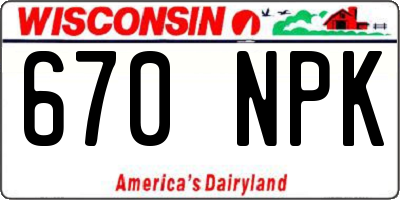 WI license plate 670NPK