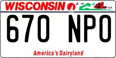 WI license plate 670NPO