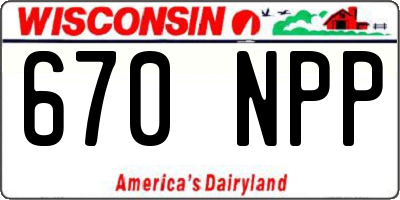 WI license plate 670NPP