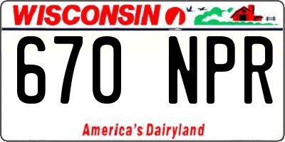 WI license plate 670NPR