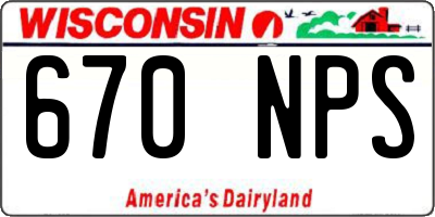 WI license plate 670NPS