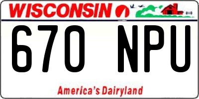WI license plate 670NPU
