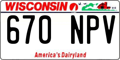 WI license plate 670NPV