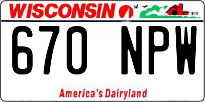 WI license plate 670NPW