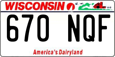 WI license plate 670NQF