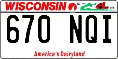 WI license plate 670NQI