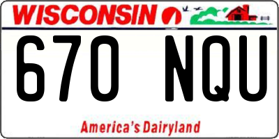 WI license plate 670NQU