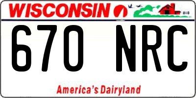WI license plate 670NRC