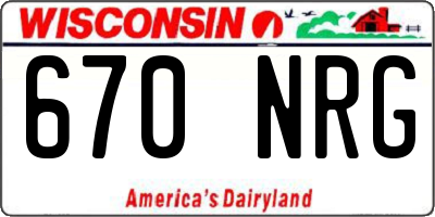 WI license plate 670NRG