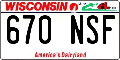 WI license plate 670NSF