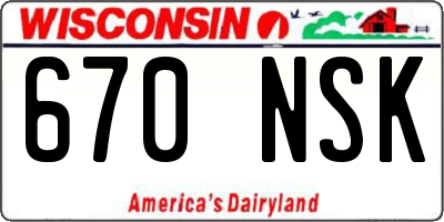 WI license plate 670NSK