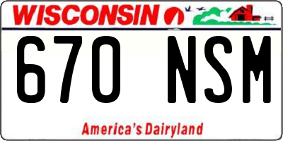 WI license plate 670NSM