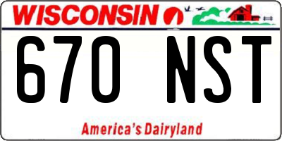 WI license plate 670NST