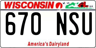 WI license plate 670NSU
