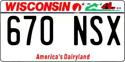 WI license plate 670NSX