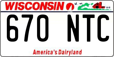 WI license plate 670NTC