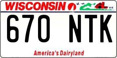 WI license plate 670NTK