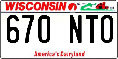 WI license plate 670NTO