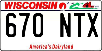 WI license plate 670NTX