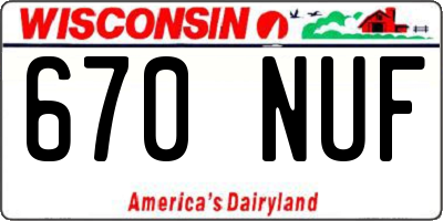 WI license plate 670NUF