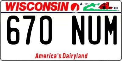 WI license plate 670NUM