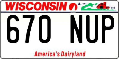 WI license plate 670NUP