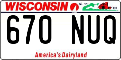 WI license plate 670NUQ