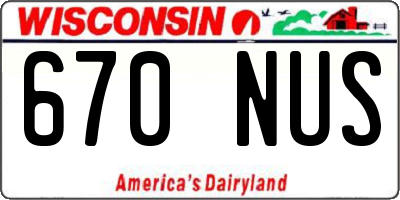 WI license plate 670NUS
