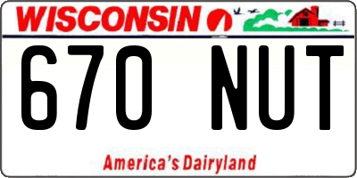 WI license plate 670NUT