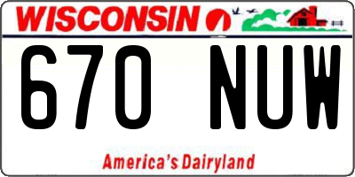 WI license plate 670NUW