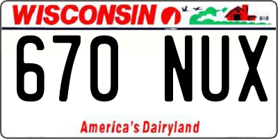 WI license plate 670NUX