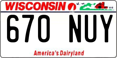 WI license plate 670NUY