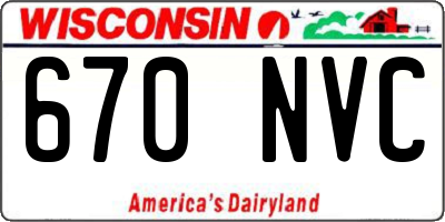 WI license plate 670NVC