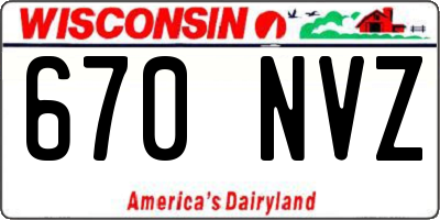 WI license plate 670NVZ