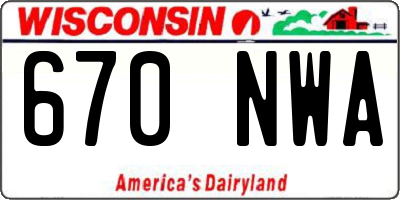 WI license plate 670NWA