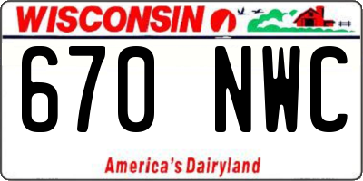 WI license plate 670NWC