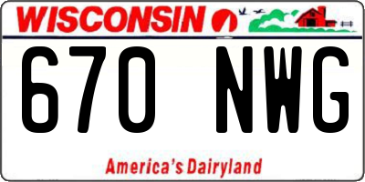 WI license plate 670NWG