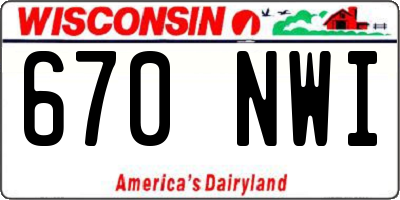 WI license plate 670NWI