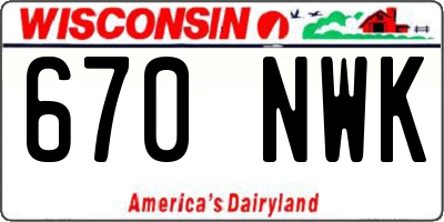 WI license plate 670NWK
