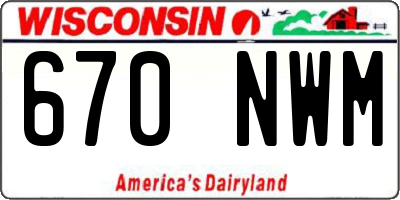 WI license plate 670NWM