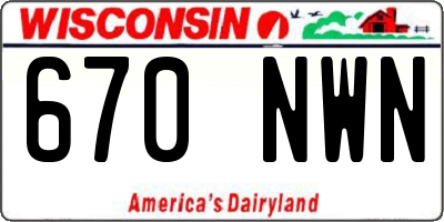 WI license plate 670NWN