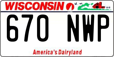WI license plate 670NWP