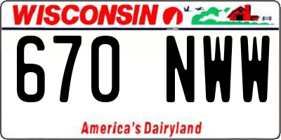 WI license plate 670NWW