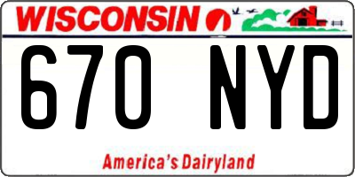 WI license plate 670NYD