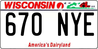 WI license plate 670NYE