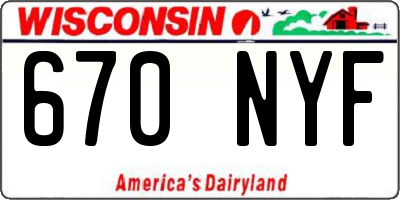 WI license plate 670NYF