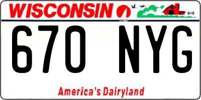 WI license plate 670NYG
