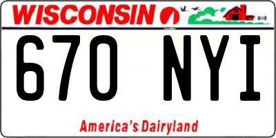 WI license plate 670NYI