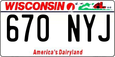 WI license plate 670NYJ