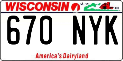 WI license plate 670NYK